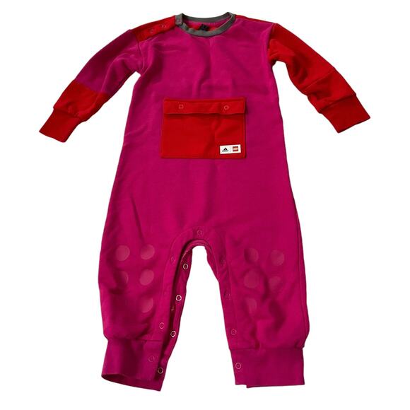 Adidas x Lego Magenta Duplo Jumpsuit Pajama Baby Unisex Size 2T | 56-32 - Picture 1 of 5